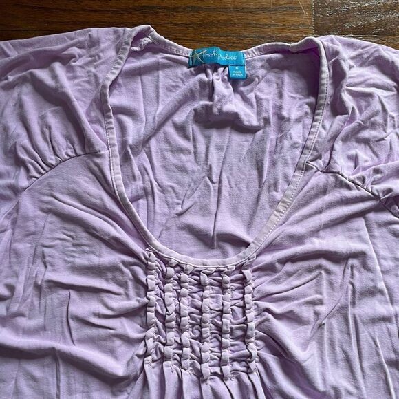 Fresh Produce Lavender Ruffle Front Short Sleeve Tee - Picture 3 of 5